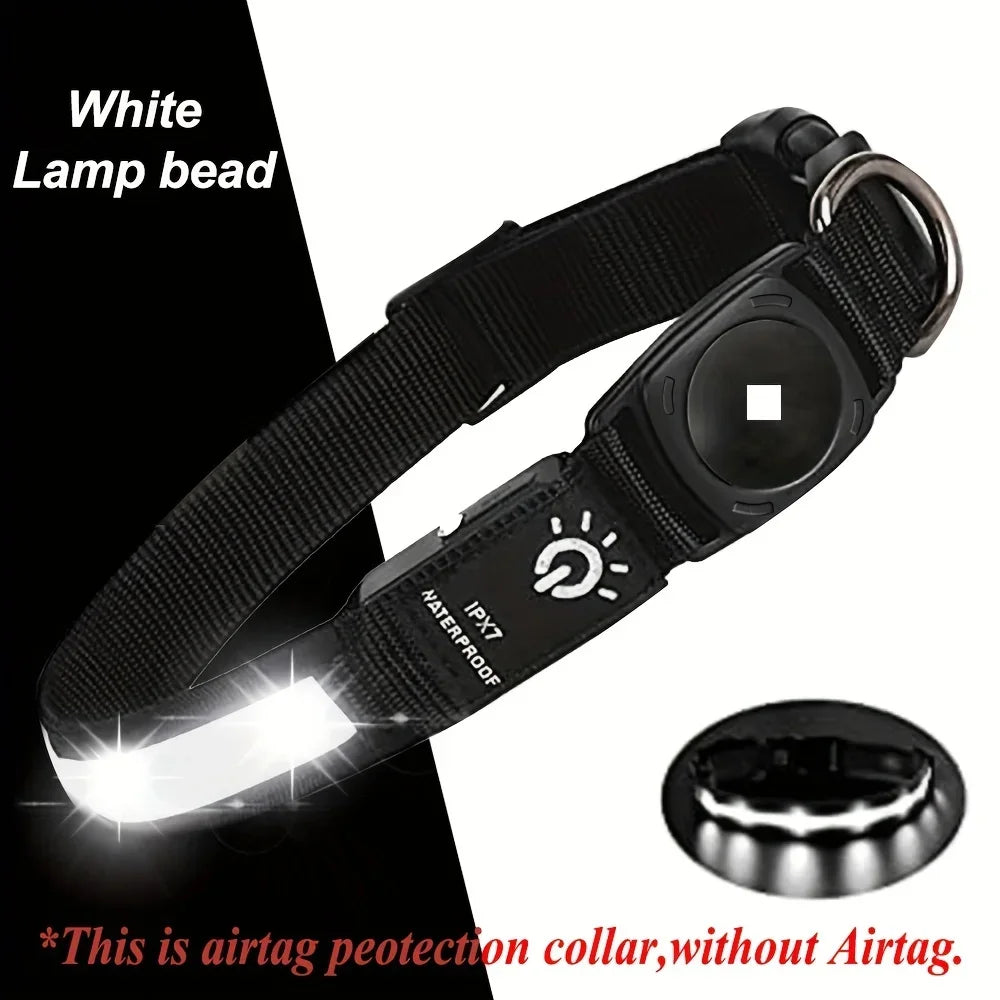 LED Pet Collar With Apple AirTag GPS Finder Case